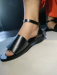 Adjustable Buckle Cuff Black Flat Sandals